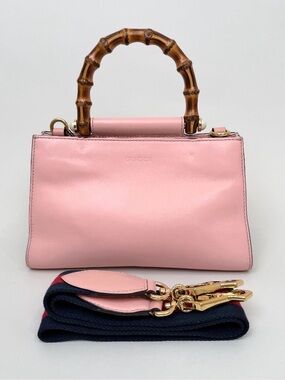 Gucci Nappa Bamboo Web Mini Nymphaea Top Handle Bag